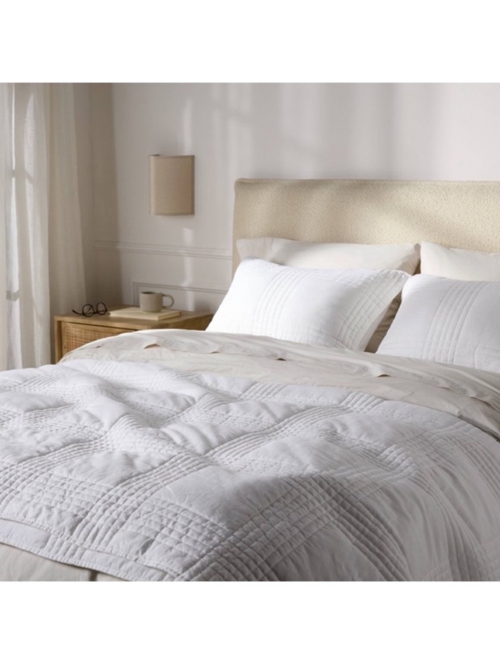Parachute King/Cal King Relaxed Linen Quilt, White